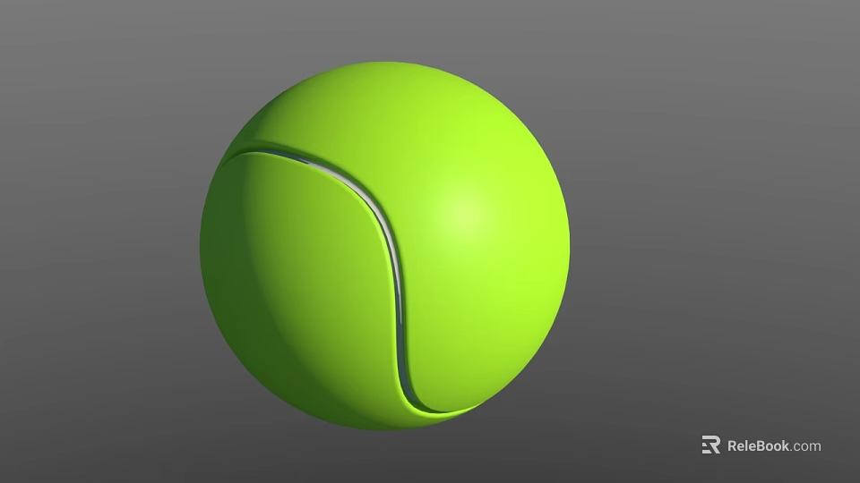 Green Tennis Ball 3D Rendered With Smooth Surface And White Seam 3d model 