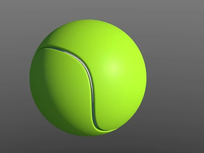 Green Tennis Ball 3D Rendered With Smooth Surface And White Seam 3d model