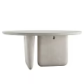 Modern Round Dining Table With Concrete Tabletop And Geometric Block Legs 3d model