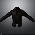 Classic Black Leather Jacket With Front Buttons And Stylish Collar Design 3d model