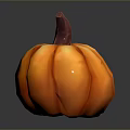 Ripe Orange Pumpkin With Smooth Striped Skin And Brown Stem 3d model