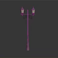 Vintage Street Lamp Design With Double Lantern Heads And Metal Pole