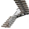 Modern Staircase Design With Wooden Steps Glass Railing And Metal Structure Interior