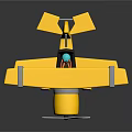 Yellow Biplane Passenger Plane Model With Silver Components And Propeller 3d model