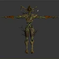 Plant Based Humanoid Creature Character With Tree Branches And Textured Body