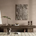 Quiet Bench Solid Wood Bench End Scenery Book Ornaments 3d model