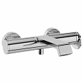 Modern Chrome Wall Mounted Faucet With Sleek Design And Control Handles