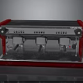 Professional Red Espresso Machine with Three Spouts and Stainless Steel Components