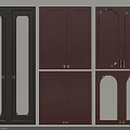 Various Cabinet Door Components With Glass Arched Panels And Brass Handles