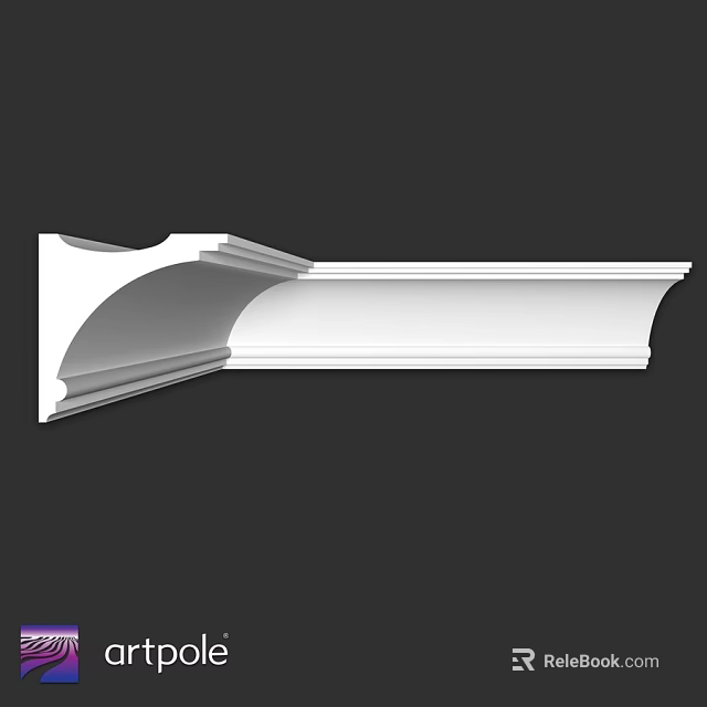 White Architectural Molding with Curved Design and Layered Details for Decorative Use 3d model 