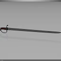 Silver Blade Sword With Red Hilt Metal Guard On Black Reflective Surface Gray Gradient Background 3d model