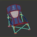 Blue Folding Leisure Chair With White Mesh Back Panel And Metal Frame