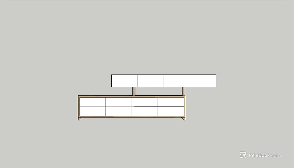 Modern Office Desk With Drawers And Upper Shelves For Workspace Design 3d model 
