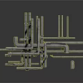 Industrial Equipment Metal Piping System Featuring Multiple Connectors Supports And Industrial Applications