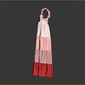 Elegant Long Dress With V Neck Ruffle Shoulders And Pink Red Tiered Layers