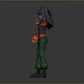 Game And Movie Character With Black Hair Green Pants And Fire Hands