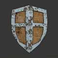 Classic Medieval Shield Weapon Featuring Rusty Metal Frame and Wooden Panels