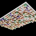Modern Colorful Ceiling Design With 3D Geometric Cubes In Multicolored Tones 3d model