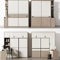 Modern Wardrobe Design With White And Wood Finish Double Doors And Storage Drawers