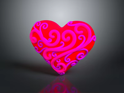 Professional Crafting Equipment For Red Heart Decor With Pink Swirl Patterns 3d model