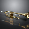 Shiny Golden Brass Trumpet with Reflective Surface for Home Decoration