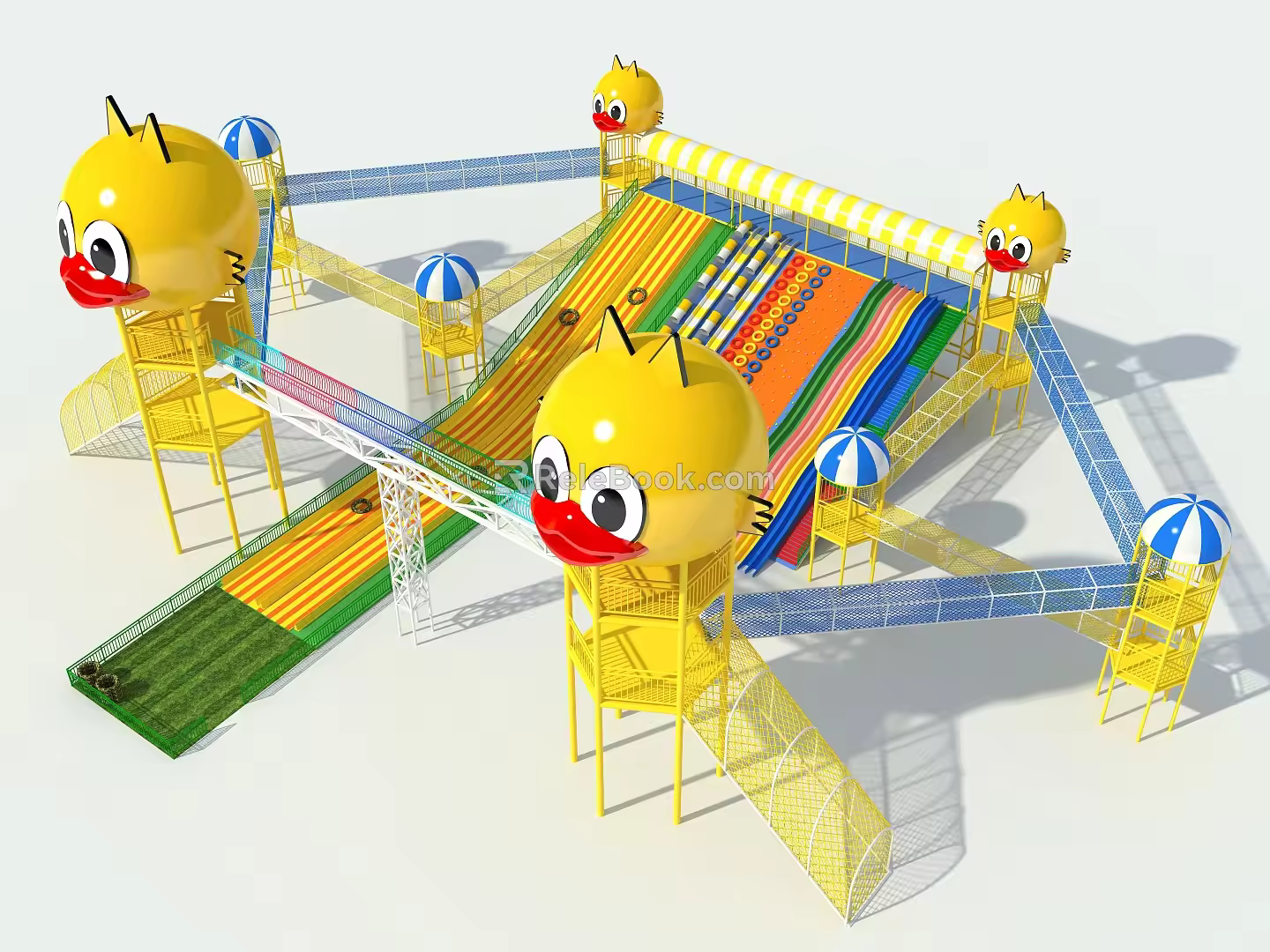 Jungle Crossing Jungle Magic Net Rainbow Slide Net Red Slide Sky Trail 3d model