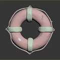 Pink And Green Life Buoy With Rope Detail And Heart Design Safety Equipment
