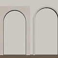 White Arched Decorative Structures For Minimalist Wall Decoration With Wooden Floor