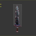 Fantasy Weapon Sword Featuring Blue Glowing Blade Intricate Patterns And Red Hilt