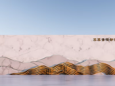 Elegant Feature Wall With Marble Texture And Golden Wavy Mountain Pattern Design 3d model