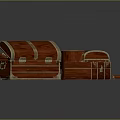 Red Wooden Storage Chests With Gold Accents And Ornate Decorative Details
