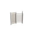 Modern Folding Room Divider With Black Frame And Beige Woven Panels