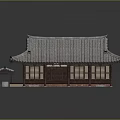 Oriental Traditional Architecture With Tile Roof Wooden Structure And Small Pavilion