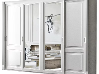 White Modern Dresser With Glass Doors And Mirrored Front For Bedroom Storage 3d model
