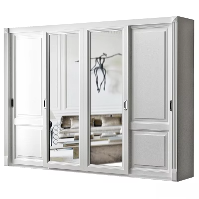 White Modern Dresser With Glass Doors And Mirrored Front For Bedroom Storage 3d model
