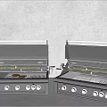Two Black Kitchen Grills With Control Knobs And Grilling Surface 3d model