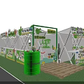 Modern Commercial Street With White Buildings Shops Green Spaces And Open Plazas