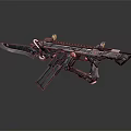 Futuristic Weapon With Blade Advanced Design Tactical Scope And Neon Pink Accents