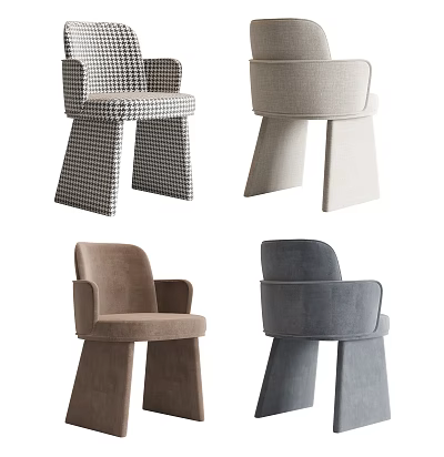 Stylish Leisure Chairs With Various Upholstered Designs And Modern Block Legs 3d model