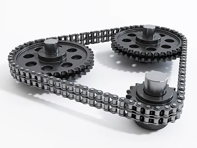 High Quality Industrial Hardware Tools with Metal Gears and Interlocking Chain Components 3d model