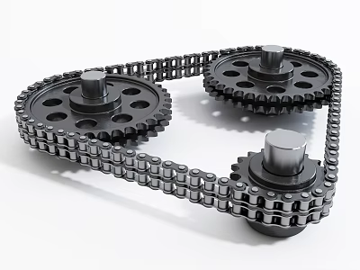 High Quality Industrial Hardware Tools with Metal Gears and Interlocking Chain Components 3d model