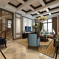 Elegant Living Room Interior With Chandelier Decorative Walls Sofa And Fireplace