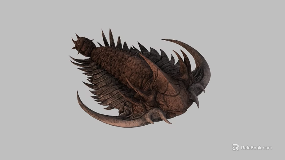 Prehistoric Aquatic Animal with Armored Carapace Sharp Spines and Curved Appendages 3d model 