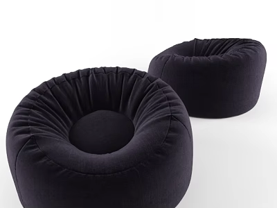 Black Fabric Single Seater Bean Bag Sofa With Modern Minimalist Design 3d model