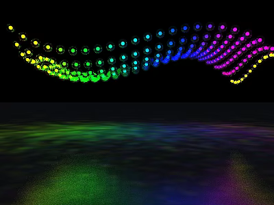 Colorful Wavy LED Lights Display With Rainbow Colors And Floor Reflection 3d model