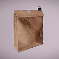 Brown Paper Bag With Black Clip And White Label For Daily Use