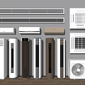 Various Types of Air Conditioners and Fans with Modern Designs for Home Use