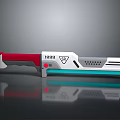 Futuristic Sci Fi Weapon With Red Handle White Blue Body And Modern Design