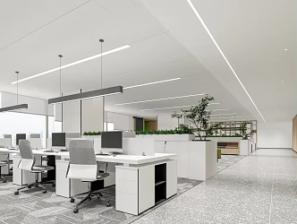Modern public office area 3d model