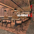 Modern Hot Pot Restaurant Interior Design With Spacious Layout Pendant Lamps And Herringbone Flooring